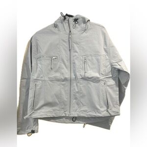 New Thakoon Hooded Cotton Zip Up Jacket. Size S, M. Pale gray. NWT